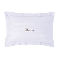 Fata de perna Damasc policoton dunga 1 cm, 50 x 70 cm si tiv cu bordura 3,5 cm, Alb