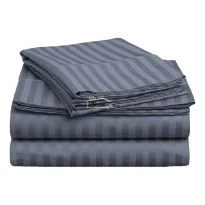 Cearsaf de pat 2 persoane king size Damasc Bumbac 100% tip Hotel cu dunga 1 cm, 240x260 cm, Gri Antracit