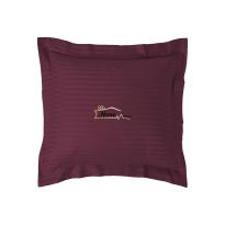 Fata de perna Damasc policoton dunga 1 cm, 40 x 40 cm si tiv cu bordura 3,5 cm, Rosu Visiniu