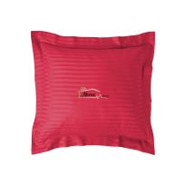 Fata de perna Damasc policoton dunga 1 cm, 40 x 40 cm si tiv cu bordura 3,5 cm, Rosu Persan