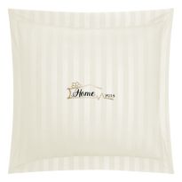 Fata de perna Damasc Bumbac 100% dunga 1 cm, 70 x 70 cm si tiv cu bordura 3,5 cm, Crem Deschis
