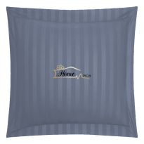 Fata de perna Damasc Bumbac 100% dunga 1 cm, 70 x 70 cm si tiv cu bordura 3,5 cm, Gri Antracit