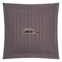 Fata de perna Damasc Bumbac 100% dunga 1 cm, 70 x 70 cm si tiv cu bordura 3,5 cm, Maro
