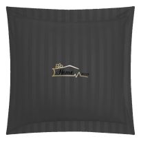 Fata de perna Damasc Bumbac 100% dunga 1 cm, 70 x 70 cm si tiv cu bordura 3,5 cm, Negru