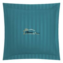 Fata de perna Damasc Bumbac 100% dunga 1 cm, 70 x 70 cm si tiv cu bordura 3,5 cm, Turcoaz