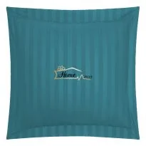 Fata de perna Damasc Bumbac 100% dunga 1 cm, 70 x 70 cm si tiv cu bordura 3,5 cm, Turcoaz