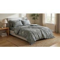 Lenjerie pat Creponata 100% Bumbac, cearsaf pat 160x240 cm, pilota 140x210 cm, fata perna 50x70 cm, Gri Antracit, Pucioasa CREP78