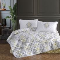 Cuvertura matlasata pat dublu, 240x260 cm si 2 Fete perne 50x70 cm, Clasy Alb LIYA V1