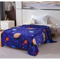 Patura Cocolino imprimata 200x230 cm, Albastru cu planete