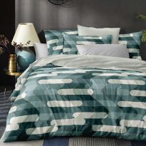 Lenjerie pat dublu Economy 4 piese, cearsaf pat 230x250 cm si pilota 200x230 cm, 2 fete perne 50x70, Eleganta Verde ECN20