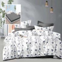 Lenjerie pat dublu Economy 6 piese, cearsaf pat cu husa 180x200 cm si pilota 200x230 cm, 2 fete perne 50x70 si 2 fete perna 70x70, Eleganta Gri ECNH15