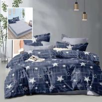 Lenjerie pat dublu Economy 6 piese, cearsaf pat cu husa 180x200 cm si pilota 200x230 cm, 2 fete perne 50x70 si 2 fete perna 70x70, Peisaj Nocturn  ECNH8