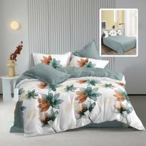 Lenjerie de pat dublu bumbac Finet 6 piese 220 x 240 cm, pilota 200x220 cm, 2 fete perna 50x70 si 70x70 cm, Verde, Pucioasa ELA V1
