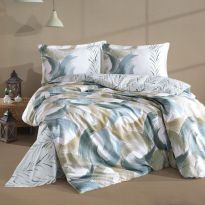 Lenjerie pat dublu Bumbac 100% Ranforce 4 piese extra large, cearsaf pat 240x260 cm, pilota 200x220 cm, 2 fete perne 50x70 cm, Alb ESTIVA