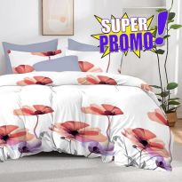 Lenjerie pat bumbac Finet 6 piese PROMO, cearșaf pat 220x240 cm, pilotă 200x220 cm, 2 fețe perne 50x70 și 70x70 cm, Crem, Pucioasa 