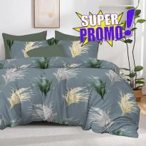 Lenjerie pat bumbac Finet 6 piese PROMO, cearșaf pat 220x240 cm, pilotă 200x220 cm, 2 fețe perne 50x70 și 70x70 cm, Gri Antracit, Pucioasa 