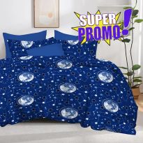 Lenjerie pat bumbac Finet 6 piese PROMO, cearșaf pat 220x240 cm, pilotă 200x220 cm, 2 fețe perne 50x70 și 70x70 cm, Albastru, Pucioasa 