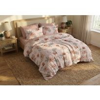 Lenjerie pat bumbac Finet 6 piese PROMO cu husă saltea 160x200 sau 180x200 cm, pilotă 200x220 cm, 2 fețe pernă 50x70 și 70x70 cm, Roz / Gri, Pucioasa 