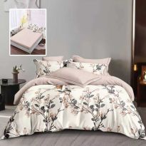 Lenjerie pat dublu Finet Bumbac 6 piese cu husa saltea 160x200 sau 180x200 cm, pilota 200x230 cm, 2 fete perna 50x70 si 70x70 cm, Crem / Roz Pudra, Pucioasa 