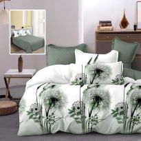 Lenjerie de pat dublu bumbac Finet 6 piese 220 x 240 cm, pilota 200x220 cm, 2 fete perna 50x70 si 70x70 cm, Verde, Pucioasa 