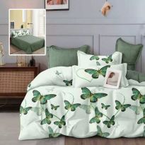 Lenjerie de pat dublu bumbac Finet 6 piese 220 x 240 cm, pilota 200x220 cm, 2 fete perna 50x70 si 70x70 cm, Verde Deschis, Pucioasa 