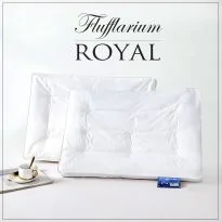 Pernă dublă pană și puf de gâscă FLUFFLARIUM ROYAL 50x70 cm, fața PERCALE bumbac 100% dublat cu poliuretan, Alb