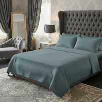 Lenjerie pat Creponata 100% Bumbac UNI, cearsaf pat 160x240 cm, pilota 140x210 cm, fata perna 50x70 cm, GRI ANTRACIT, Ralex Pucioasa