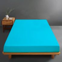 Husă pat tricot jerse bumbac 100%, pentru saltea de 140x200 cm Turcoaz