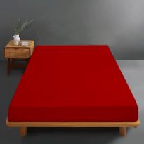 Husă pat tricot jerse bumbac 100%, pentru saltea de 160x200 cm Roșu