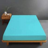 Husă pat tricot jerse bumbac 100%, pentru saltea de 180x200 cm Bleu