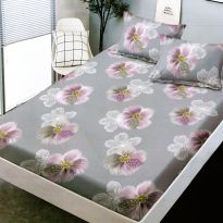 Set husă pat Finet + 2 fețe perne pentru saltea de 180x200 cm, Imprimeu floral, HF2FP87