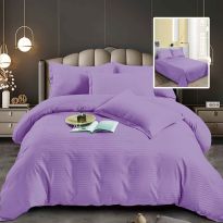 Lenjerie pat dublu XXL Damasc Policoton, cearsaf pat 230x260 cm, pilota 200x230 cm, 2 fete perne 50x70 cm, Lila IMP41 