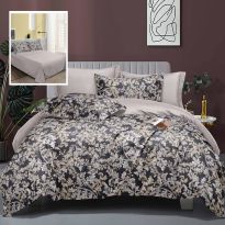 Pachet economic lenjerie pat dublu Bumbac Finet 6 piese Elegance + 2 perne matlasate 50x70 cm + pilota 200x215 cm primavara toamna (LEC9)-1