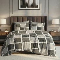 Lenjerie pat dublu ELVO Economy 6 piese Eleganta Gri LEE2