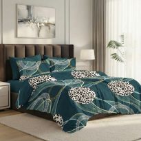 Lenjerie pat dublu ELVO Economy 6 piese Moderna Verde/Maro LEE4