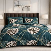 Lenjerie pat dublu ELVO Economy 6 piese Moderna Verde/Maro LEE4