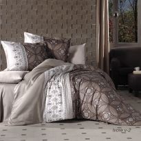 Lenjerie de pat dublu, 4 piese, satin Clasy king size Ivore V2