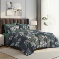 Lenjerie pat dublu ELVO Economy 6 piese Moderna Verde LEE17