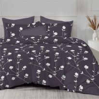 Lenjerie pat bumbac Finet 6 piese PROMO cu husă saltea 160x200 sau 180x200 cm, pilotă 200x220 cm, 2 fețe pernă 50x70 și 70x70 cm, Alb/Mov, Ralex Pucioasa