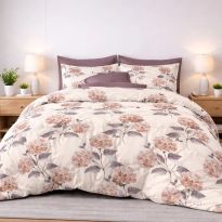 Lenjerie pat bumbac Finet 6 piese PROMO cu husă saltea 160x200 sau 180x200 cm, pilotă 200x220 cm, 2 fețe pernă 50x70 și 70x70 cm, Bej/Maro, Ralex Pucioasa