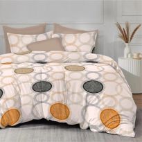 Lenjerie pat bumbac Finet 6 piese PROMO cu husă saltea 160x200 sau 180x200 cm, pilotă 200x220 cm, 2 fețe pernă 50x70 și 70x70 cm, Bej/Negru, Ralex Pucioasa