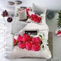 Lenjerie de pat dublu Poplin Percalle imprimat Bumbac 100%, 4 piese, cearsaf 240x260 cm, pilota 200x230 cm, 2 fete perne 50x70 cm, Gri Elegant, Pucioasa