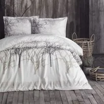 Lenjerie pat dublu Bumbac 100% Ranforce 4 piese extra large, cearsaf pat 240x260 cm, pilota 200x220 cm, 2 fete perne 50x70 cm, Bej MIDAS V2