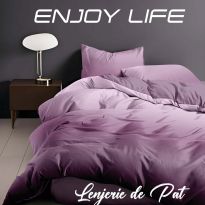 Lenjerie pat Finet Enjoy Life 4 piese, cearșaf pat 240x260 cm, pilotă 200x230 cm, 2 fețe perne 50x70 cm, Mov