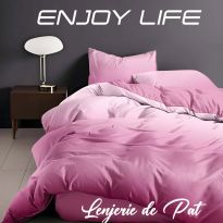 Lenjerie pat Finet Enjoy Life 4 piese, cearșaf pat 240x260 cm, pilotă 200x230 cm, 2 fețe perne 50x70 cm, Roz Bonbon