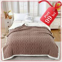 Patura cu blanita model tip Tricot, pentru pat dublu 200 x 230 cm, Bej