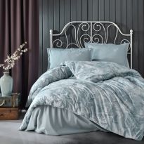Lenjerie pat dublu Bumbac 100% Ranforce 4 piese extra large, cearsaf pat 240x260 cm, pilota 200x220 cm, 2 fete perne 50x70 cm, verde NATUR V1