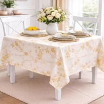 Fata de masa antimurdarire 140x180 cm, Moderna Alb/Galben Ralex Pucioasa