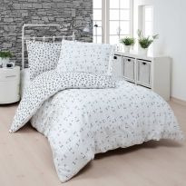 Lenjerie pat Ranforce Cotton Pro Bumbac 100%, 1 persoana, 3 piese Moderna Alb/Negru RCP19