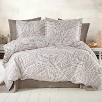 Lenjerie pat Ranforce Cotton Pro Bumbac 100%, 1 persoana cu husa, 3 piese Moderna Bej RCP39